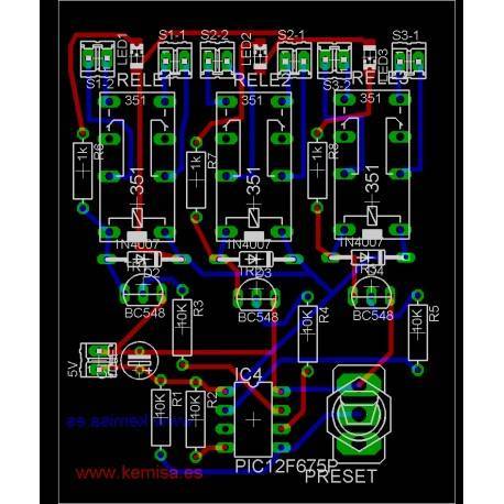 On-off sequence of three relays with a push button circuit