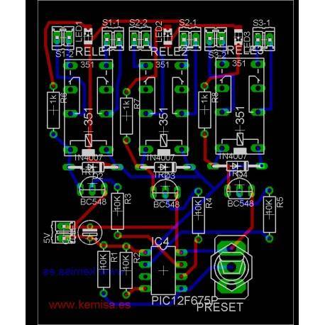 On-off sequence of three relays with a push button circuit