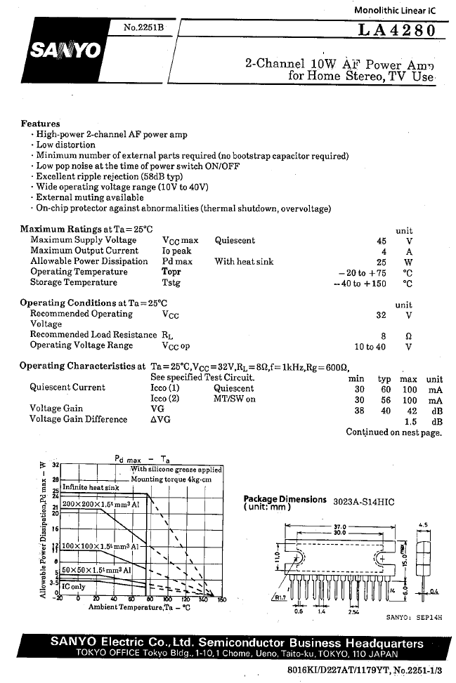 Amplificador de 2x10W con el circuito integrado LA4280