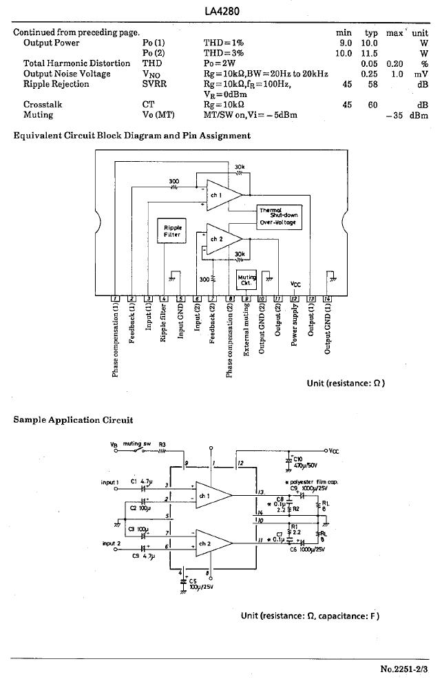 Amplificador de 2x10W con el circuito integrado LA4280