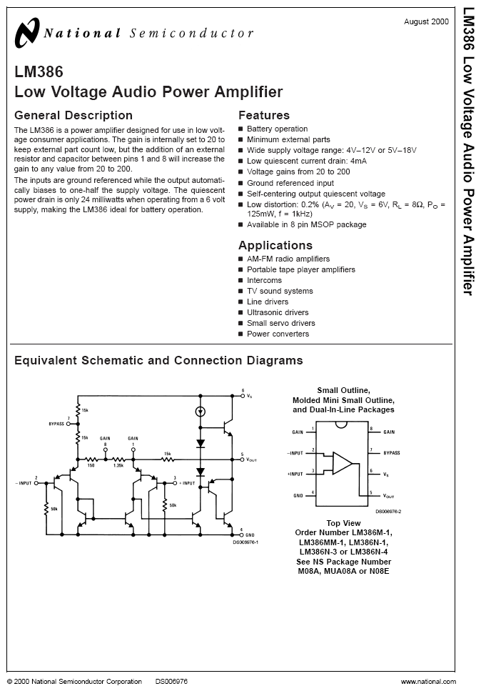 Amplificador de 24mW LM386