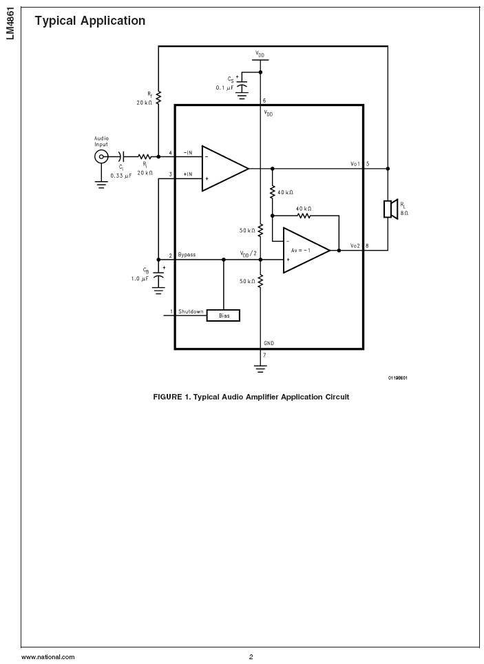 Amplificador 1W con circuito integrado LM4861