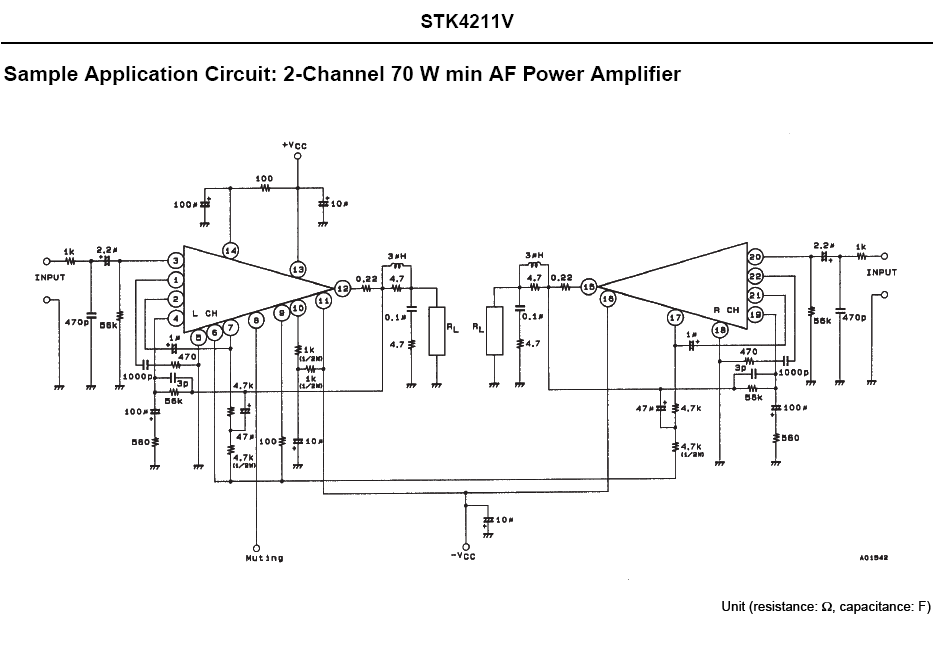 Amplificador de 2X70W con el circuito integrado STK4211V