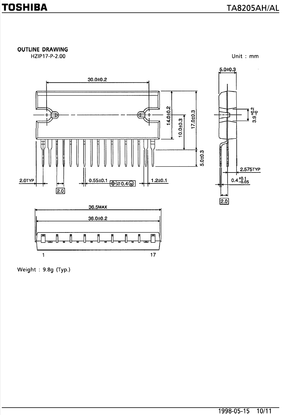 Amplificador de 2X18W con el circuito integrado TA8205