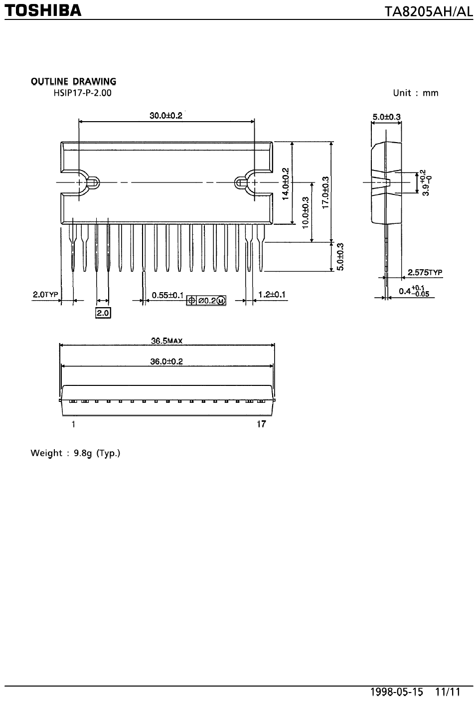 Amplificador de 2X18W con el circuito integrado TA8205