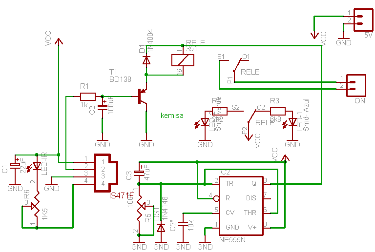 Esquema encendido apagado por sensor placa 1