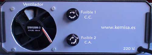 Trasera de la fuente de alimentación 10 amperios